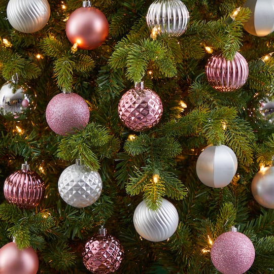 101ct. 2" Pink & Silver Shatterproof Ball Ornaments